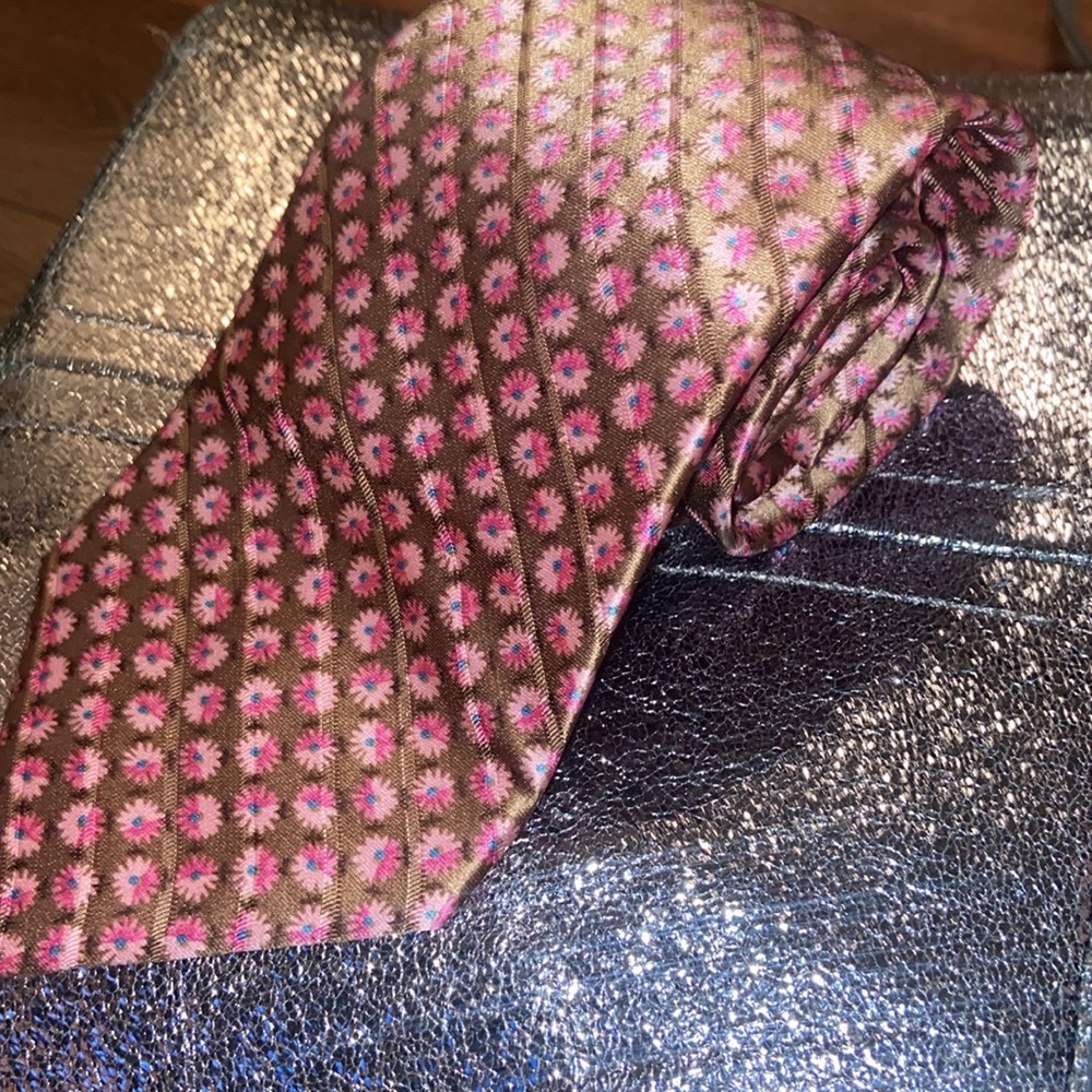 NINA RICCI Pink Polka Dot Tie 100% silk